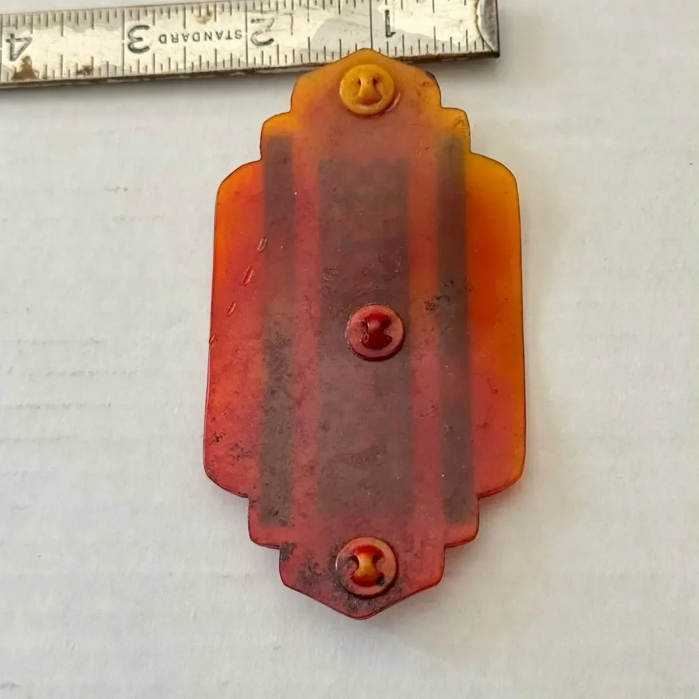 1930s Applejuice Bakelite Belt Buckle Black Overlay Art Deco Hair 21 grams VNTG